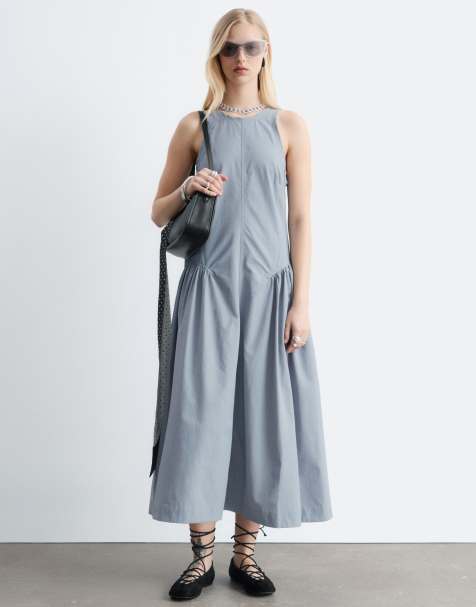 & Other Stories - Robe longue froncée à taille basse - Gris - view 1
