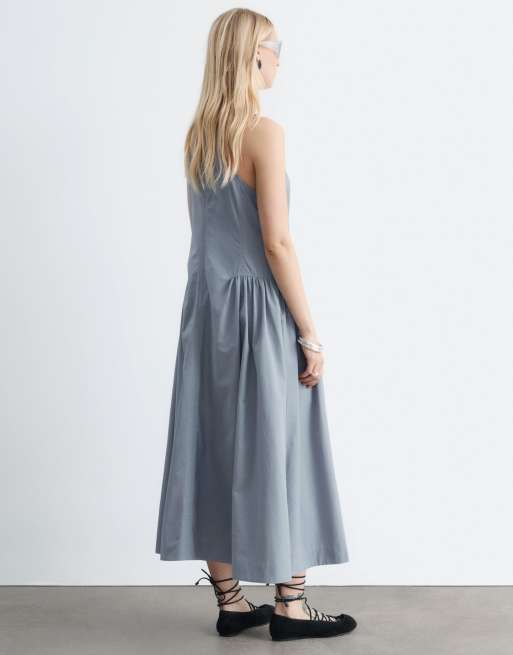 & Other Stories - Robe longue froncée à taille basse - Gris, 4 de 4