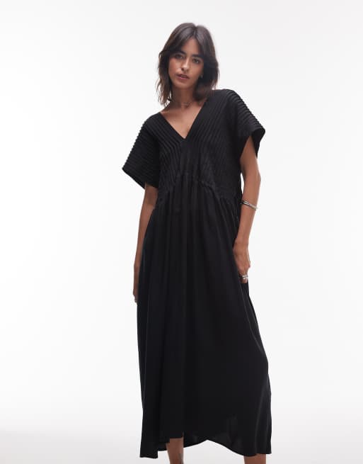 & Other Stories - Robe longueur mollet avec corsage à nervures -Noir, 4 de 4