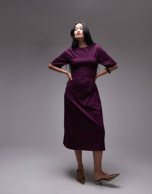& Other Stories - Robe longueur mollet en jersey avec taille corsetée froncée - Baie