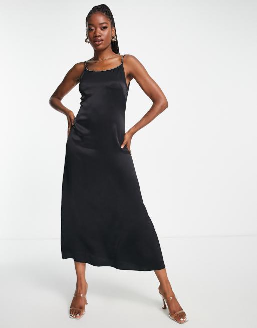 Other Stories Robe mi longue bretelles orn es Noir