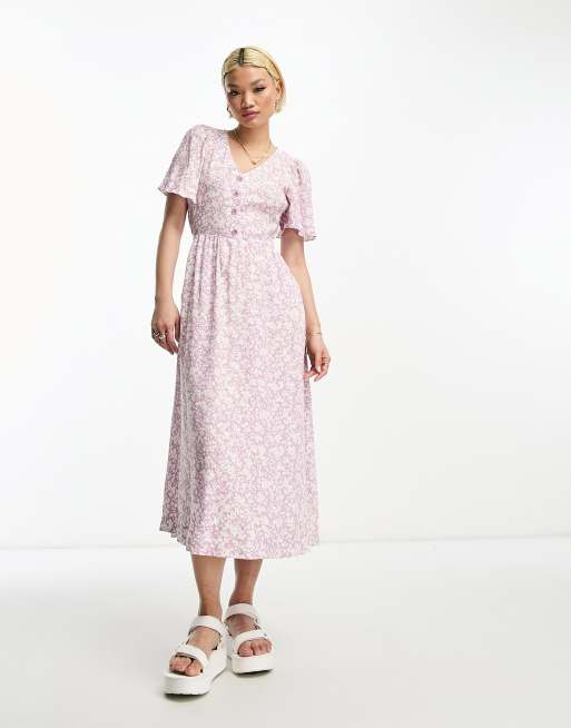 & Other Stories - Robe mi-longue à fleurs avec manches évasées - Multicolore