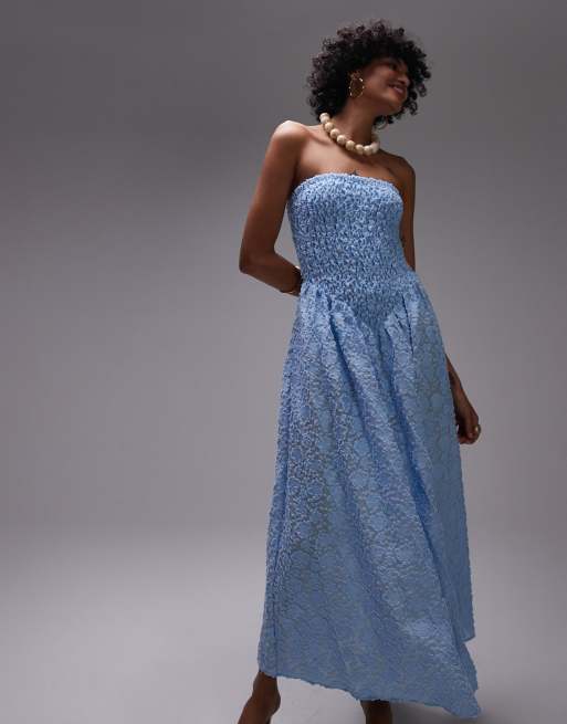 & Other Stories - Robe mi-longue à fleurs en 3D et taille en V tombante - Bleu clair, 2 de 4