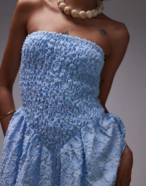 & Other Stories - Robe mi-longue à fleurs en 3D et taille en V tombante - Bleu clair, 3 de 4