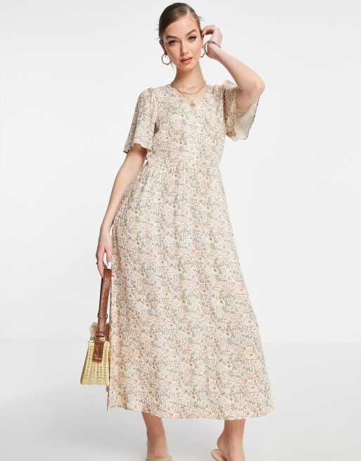 & Other Stories - Robe mi-longue boutonnée à imprimé petites fleurs en tissu - Multicolore - MULTI