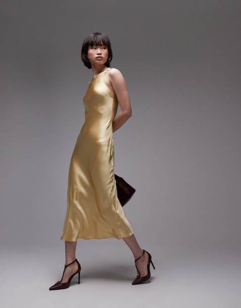 & Other Stories - Robe mi-longue coupée en biais en satin - Jaune clair - view 1