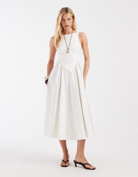 & Other Stories - Robe mi-longue en coton majoritaire à taille volumineuse - Blanc - view 1