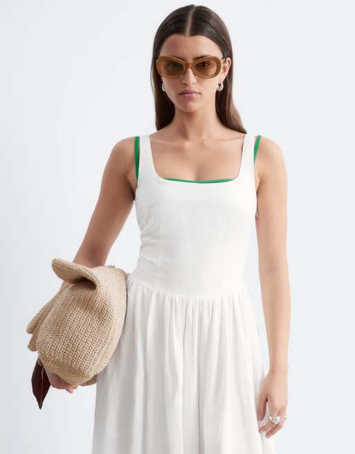 & Other Stories - Robe mi-longue style corset avec jupe bouffante - Blanc, 2 de 4