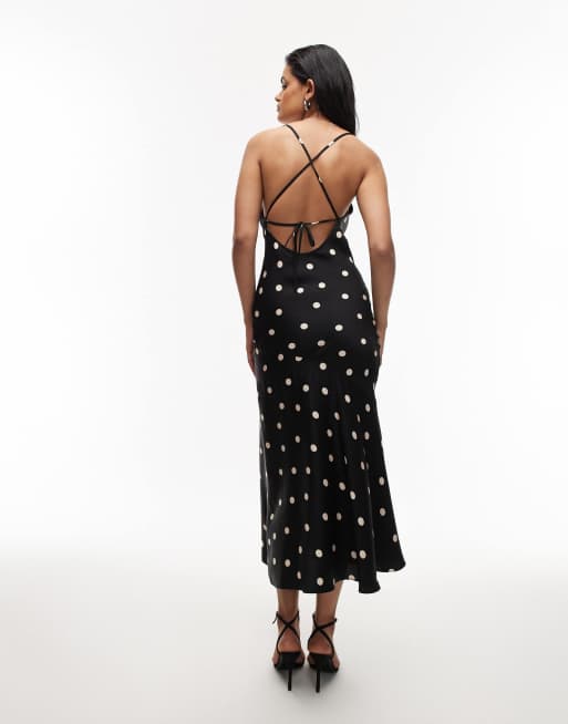 & Other Stories - Robe nuisette caraco longue avec dos échancré - Noir et blanc à pois, 2 de 4