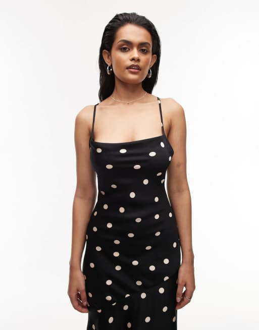 & Other Stories - Robe nuisette caraco longue avec dos échancré - Noir et blanc à pois, 4 de 4