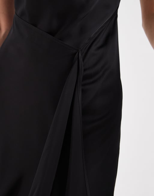 & Other Stories - Robe sans manches en satin avec ourlet asymétrique - Noir, 2 de 4