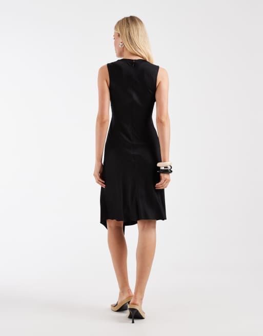 & Other Stories - Robe sans manches en satin avec ourlet asymétrique - Noir, 4 de 4