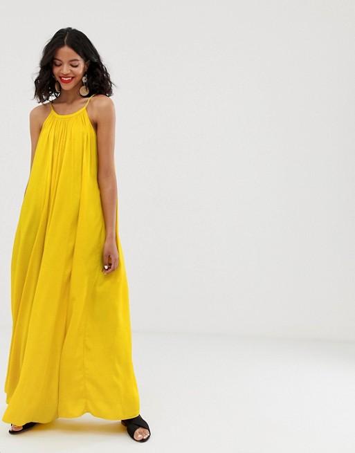 & Other Stories rope strap a-line maxi dress in bright yellow