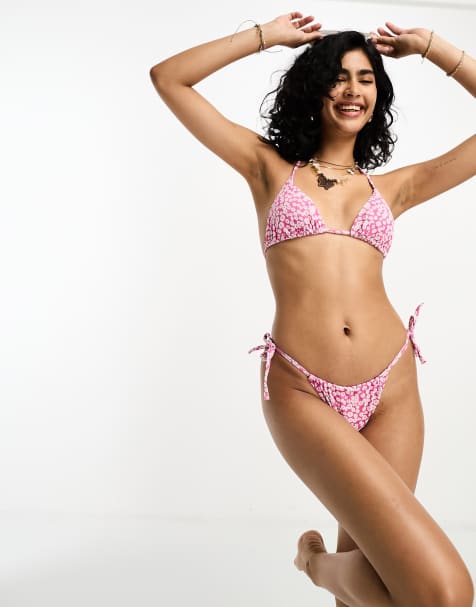 & Other Stories – Rosa blommig bikiniunderdel med knytning på sidan - view 1