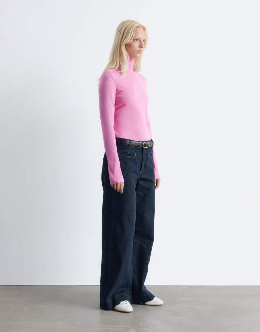 & Other Stories – Rosa, finstickad tröja i ylle med polokrage, 3 av 4