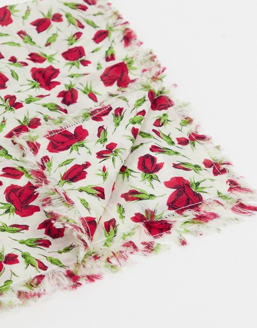 & Other Stories rose print scarf in red and cream