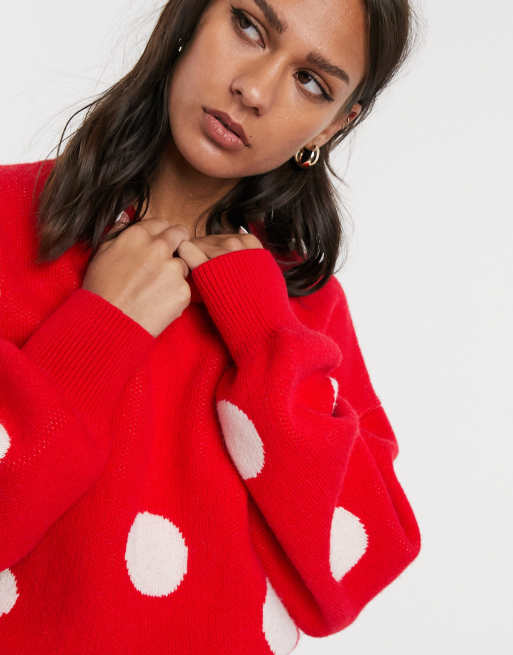 Other Stories Roter Pullover Mit Herz Und Punktmuster Asos