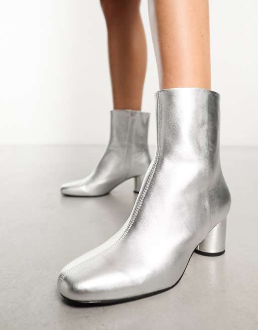 Ladies silver store ankle boots