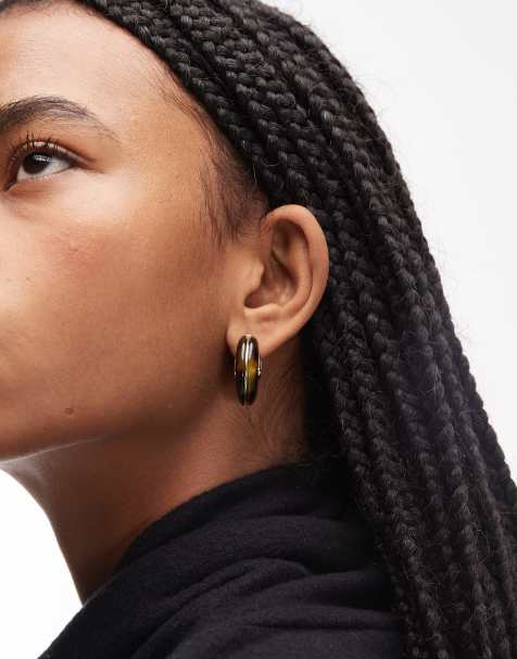 & Other Stories round hoop tortoise earrings in gold - view 1