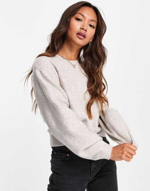 Mock neck 2024 balloon sleeve sweater