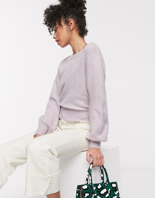 & Other Stories round neck balloon sleeve jumper in lilac