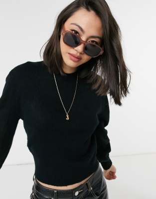 plain black round neck jumper