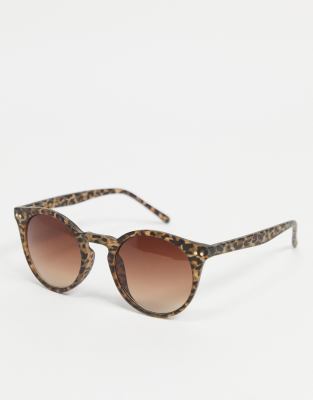 & Other Stories & Other Stories round sunglasses in leopard print-Brown