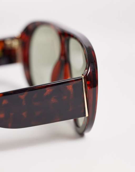 & Other Stories rounded aviator sunglasses in brown tortoise with linen pouch case, 2 of 3