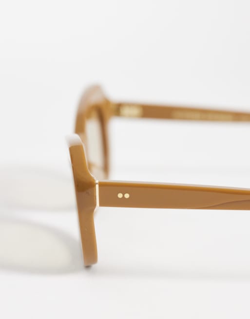& Other Stories rounded cat eye acetate sunglasses in brown tortoise with black pure leather case, 2 of 3