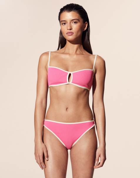 & Other Stories – Różowy prążkowany dół od bikini z kontrastowym wykończeniem - view 1