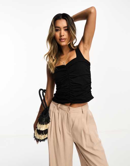 & Other Stories ruche front vest top in black