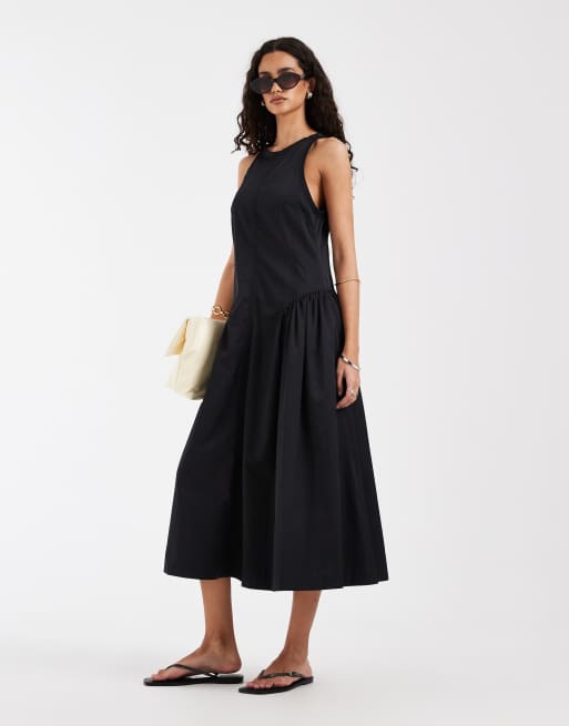 & Other Stories ruched drop waist maxi dress in black, 2 of 4