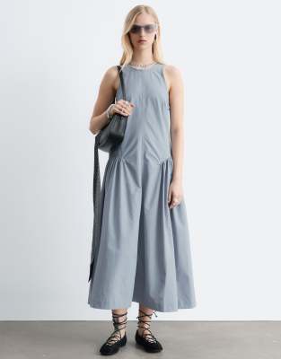 & Other Stories Ruched Drop Waist Maxi Dress In Black
