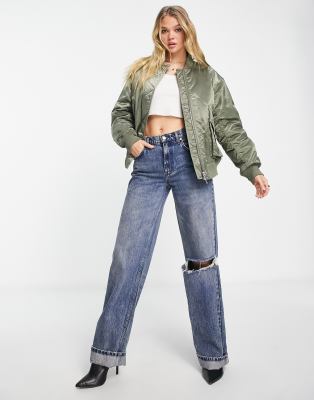  Other Stories Ruched Satin Bomber Jacket