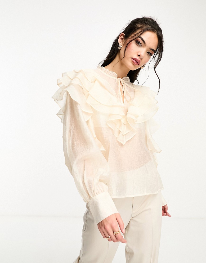 & Other Stories ruffle blouse in white