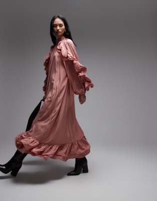 & Other Stories Ruffle Detail Maxi Dress In Pink