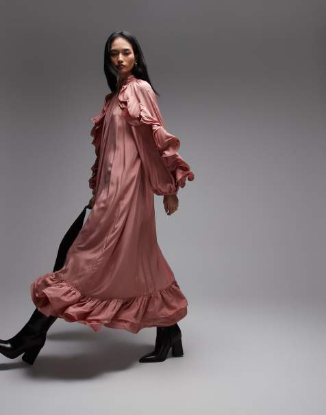 & Other Stories ruffle detail maxi dress in dusky pink - view 1