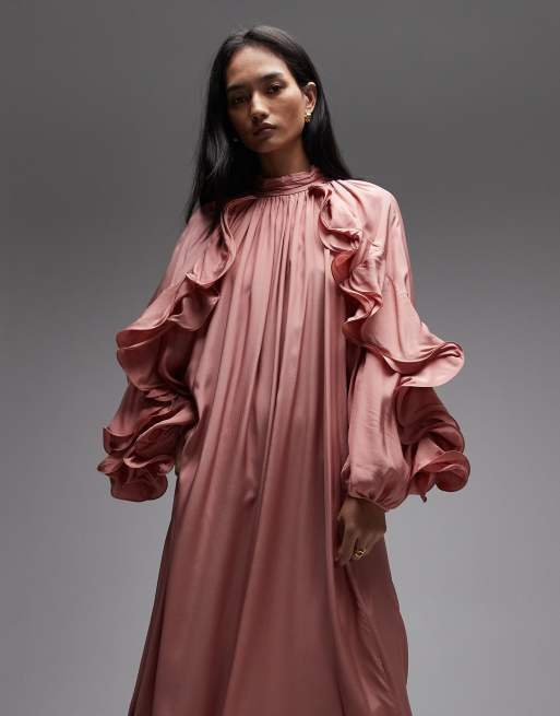 & Other Stories ruffle detail maxi dress in dusky pink, 2 of 4