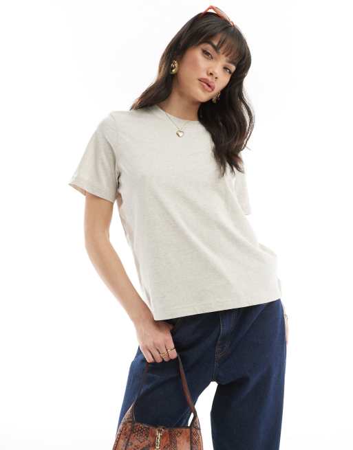 & Other Stories - Ruimvallend T-shirt met korte mouwen in gemêleerd beige