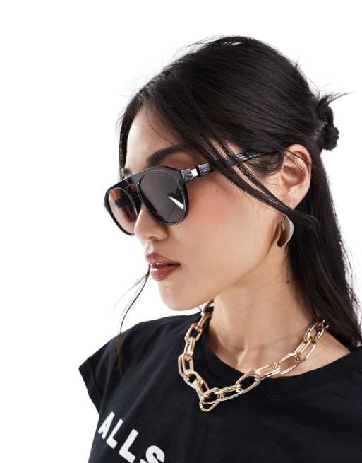 & Other Stories – Runde Sonnenbrille in Schwarz mit Kontrastgläsern