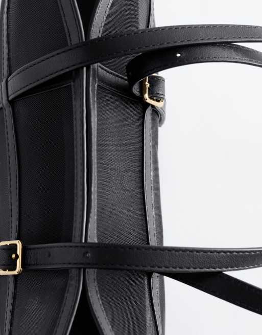 & Other Stories sac cabas bandoulière en cuir et mesh noir, 3 de 4