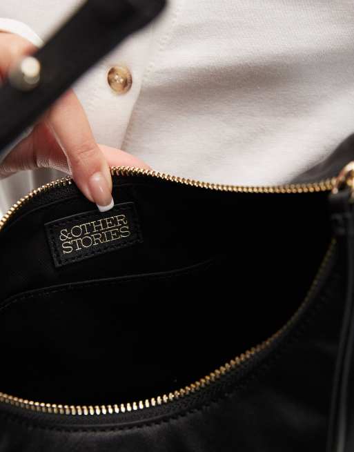 & Other Stories - Sac porté épaule en cuir de qualité supérieure à sangle réglable - Noir, 4 de 4