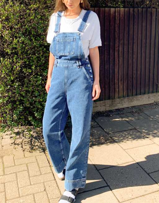 & Other Stories - Salopette longue en coton avec poche - Bleu moyen - MBLUE