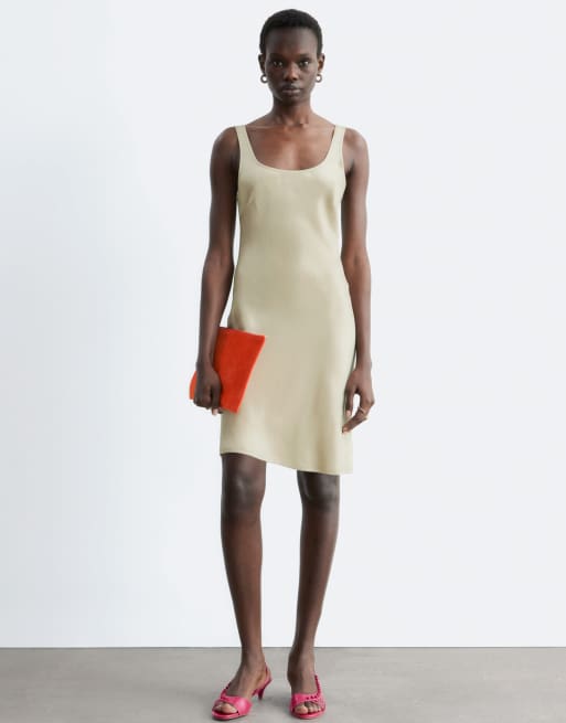 & Other Stories - Satijnen mini jurk met bandjes in lichtbeige, 3 van 4