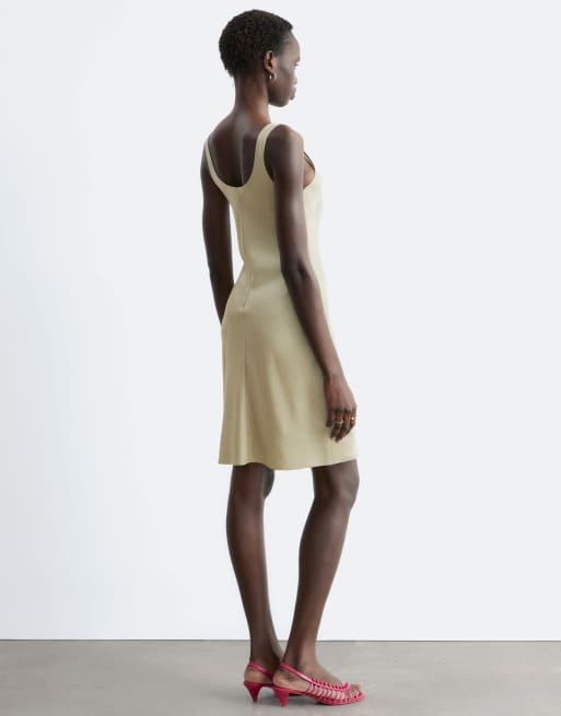 & Other Stories - Satijnen mini jurk met bandjes in lichtbeige, 4 van 4