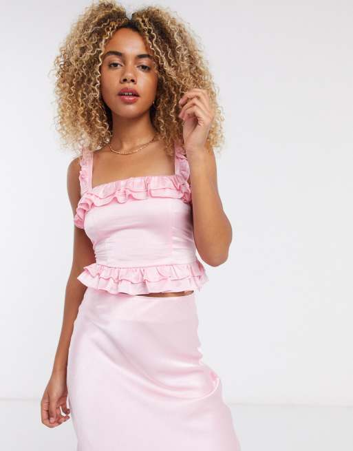 & Other Stories - Roze satijnen combi-set, 2 van 3