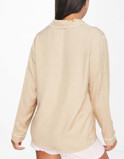 & Other Stories - Satijnen pyjamatop in beige, deel van co-ord set, 2 van 4
