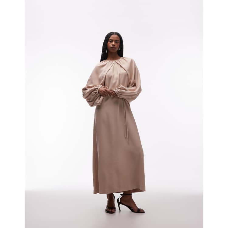 satin cape midi dress Wallis Women's Satin Cape Sleeve Midi Dress in Burgundy