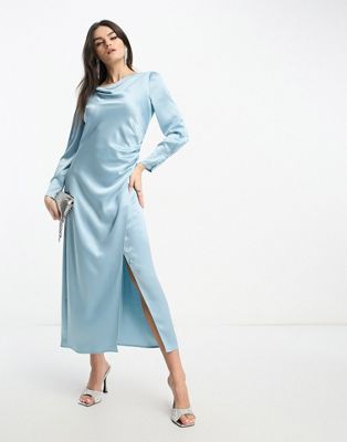 Other Stories &  Satin Drape Midaxi Dress In Blue