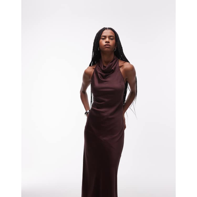 beyond classy brown satin halter midi dress & Other Stories - Maxi - Women - Viscose - 44 EU burning man dress
